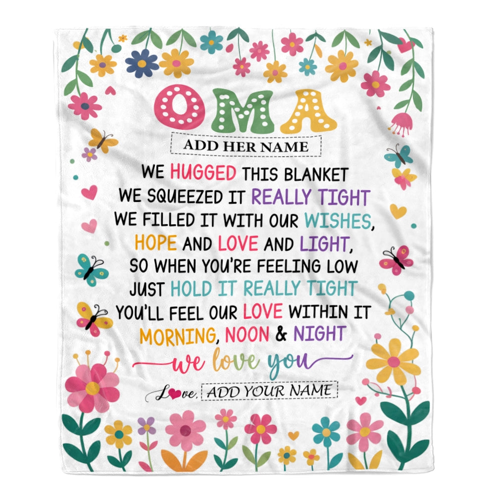 Personalized Gifts For Oma From Granddaughter Grandkids Blanket We Hugged This Blanket Floral Presents Birthday Gift For Oma Gifts Customized Fleece Blanket | siriusteestore