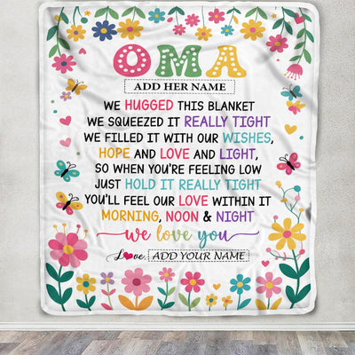 Personalized Gifts For Oma From Granddaughter Grandkids Blanket We Hugged This Blanket Floral Presents Birthday Gift For Oma Gifts Customized Fleece Blanket | siriusteestore