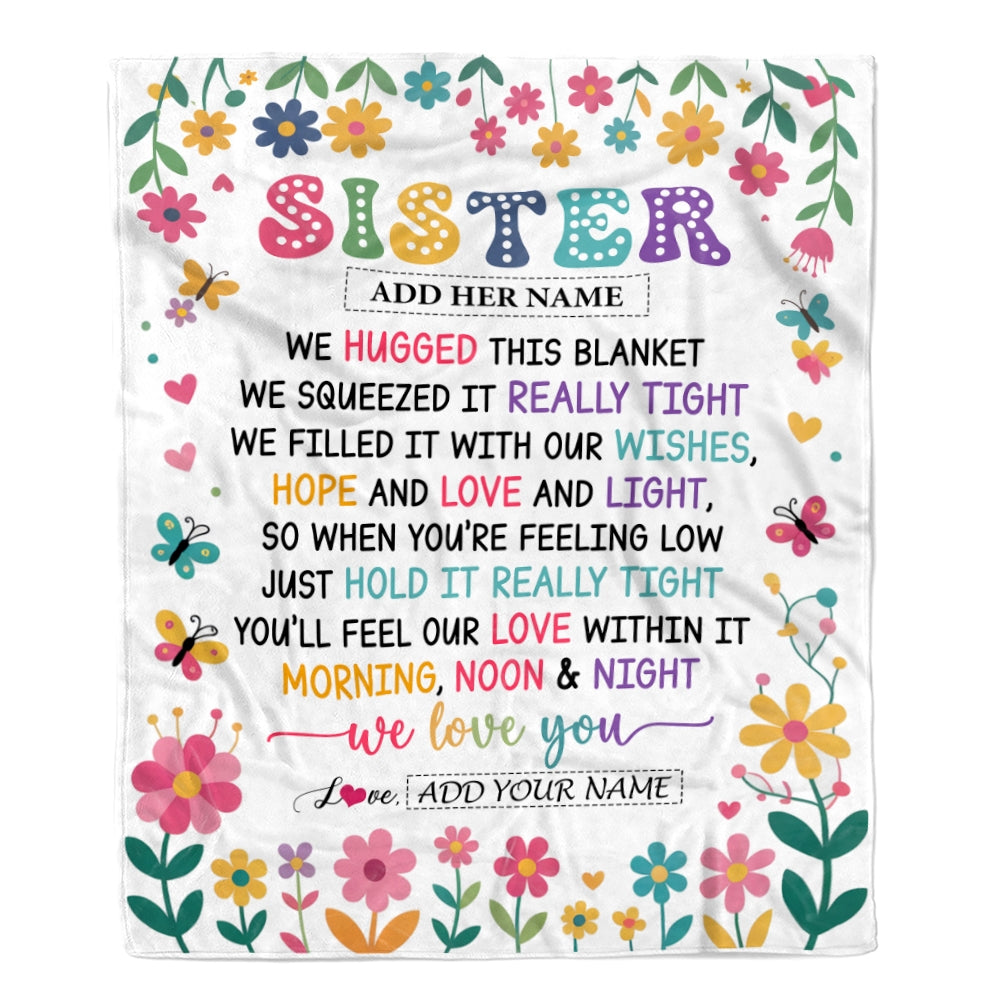 Personalized Gifts For Sister From Brother Blanket We Hugged This Blanket Floral Presents Birthday Gift For Sister Gifts Customized Fleece Throw Blanket | siriusteestore
