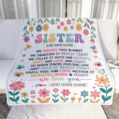 Personalized Gifts For Sister From Brother Blanket We Hugged This Blanket Floral Presents Birthday Gift For Sister Gifts Customized Fleece Throw Blanket | siriusteestore