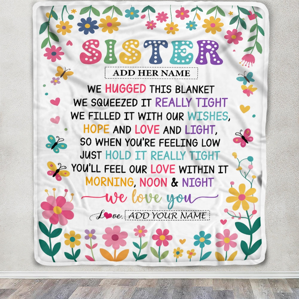 Personalized Gifts For Sister From Brother Blanket We Hugged This Blanket Floral Presents Birthday Gift For Sister Gifts Customized Fleece Throw Blanket | siriusteestore