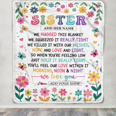 Personalized Gifts For Sister From Brother Blanket We Hugged This Blanket Floral Presents Birthday Gift For Sister Gifts Customized Fleece Throw Blanket | siriusteestore