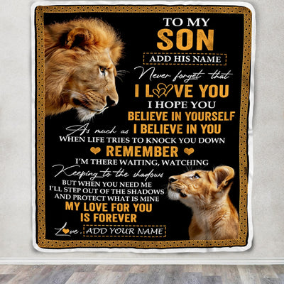 Personalized Gifts For Son Blanket From Dad Father Lion My Love For You Is Forever Son Birthday Gifts Graduation Christmas Custom Fleece Throw Blanket | siriusteestore