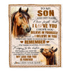 Personalized Gifts For Son Blanket From Dad Mom Father Horse My Love For You Is Forever Son Birthday Gifts Graduation Christmas Custom Fleece Throw Blanket | siriusteestore