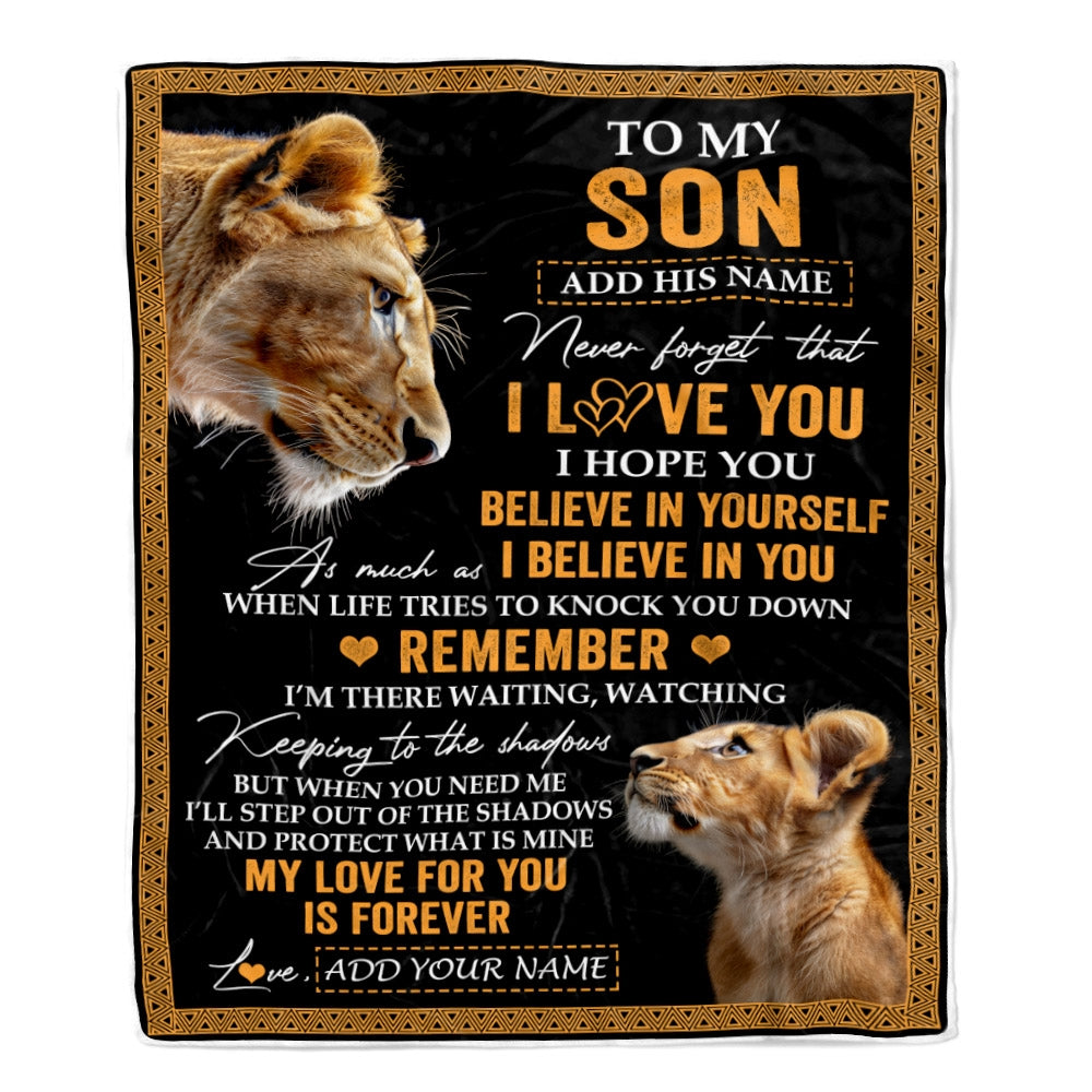 Personalized Gifts For Son Blanket From Mom Mother Lion My Love For You Is Forever Son Birthday Gifts Graduation Christmas Custom Fleece Throw Blanket | siriusteestore