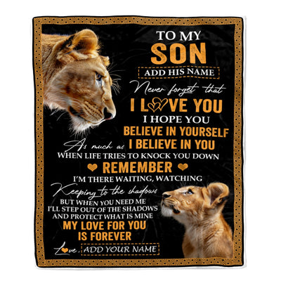 Personalized Gifts For Son Blanket From Mom Mother Lion My Love For You Is Forever Son Birthday Gifts Graduation Christmas Custom Fleece Throw Blanket | siriusteestore
