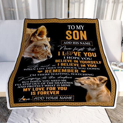 Personalized Gifts For Son Blanket From Mom Mother Lion My Love For You Is Forever Son Birthday Gifts Graduation Christmas Custom Fleece Throw Blanket | siriusteestore