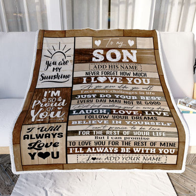 Personalized Gifts For Son From Mom Dad Mother Blanket Wood Love You Fathers Day Son Gifts Birthday Graduation Christmas Customized Fleece Throw Blanket | siriusteestore