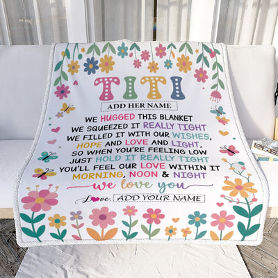 Personalized Gifts For Titi From Niece Nephew Blanket We Hugged This Blanket Floral Presents Birthday Gift For Titi Gifts Customized Fleece Throw Blanket | siriusteestore
