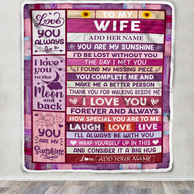 Personalized Gifts For Wife From Husband Blanket Wood Love You Always Valentines Anniversary Romantic Birthday Gifts For Wife Christmas Fleece Throw Blanket | siriusteestore