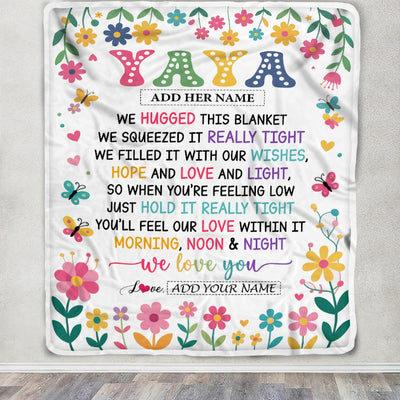 Personalized Gifts For Yaya From Kids Grandkids Blanket We Hugged This Blanket Floral Presents Birthday Gift For Yaya Gifts Customized Fleece Throw Blanket | siriusteestore