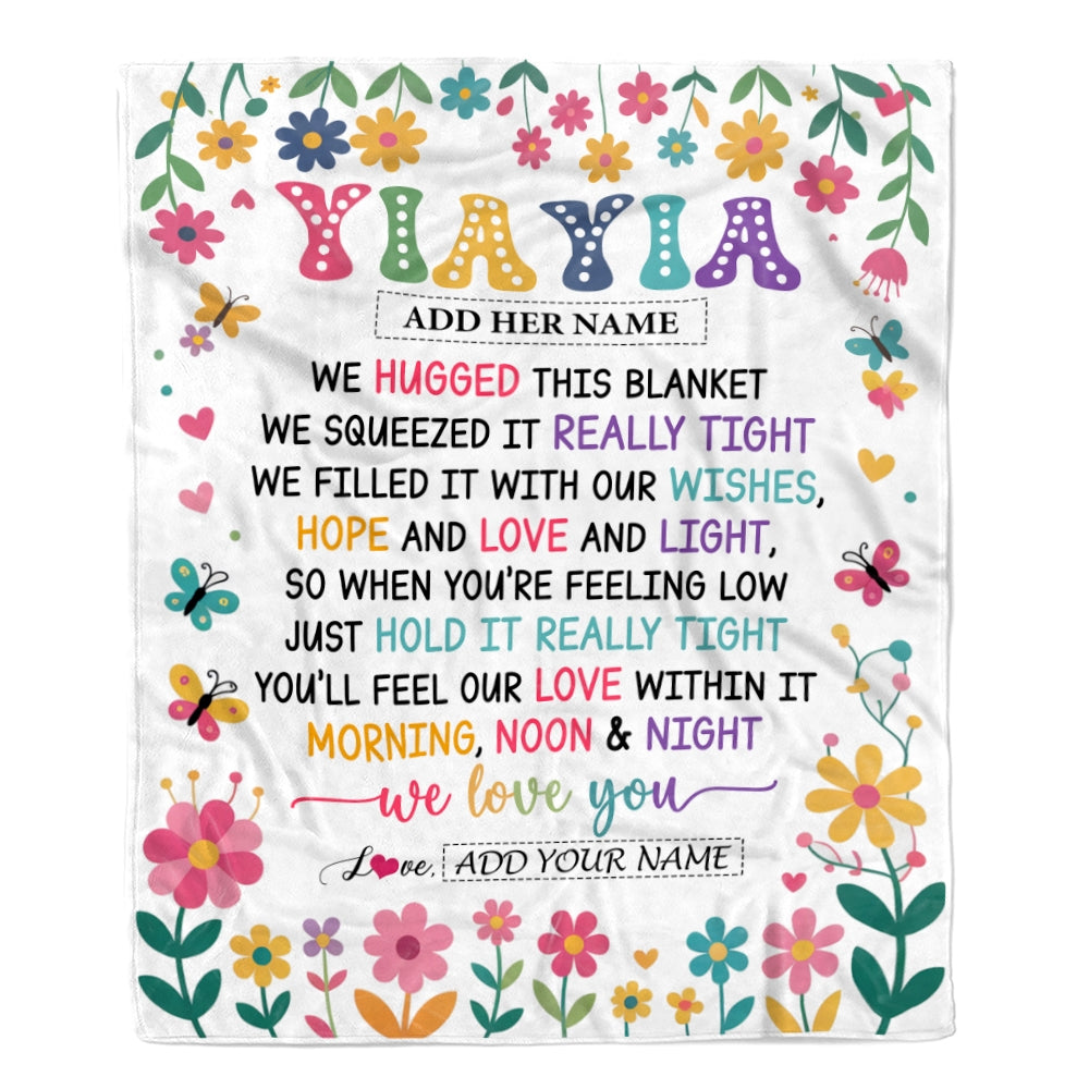 Personalized Gifts For Yiayia From Granddaughter Blanket We Hugged This Blanket Floral Presents Birthday Gift For Yiayia Gifts Customized Fleece Throw Blanket | siriusteestore