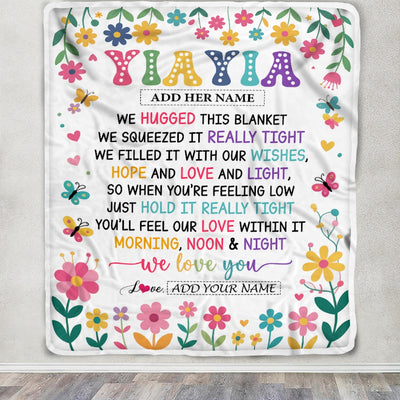 Personalized Gifts For Yiayia From Granddaughter Blanket We Hugged This Blanket Floral Presents Birthday Gift For Yiayia Gifts Customized Fleece Throw Blanket | siriusteestore