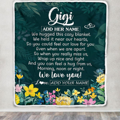 Personalized Gigi Blanket From Granddaughter Grandchildren Floral Green We Love You Gigi Birthday Gifts Mothers Day Christmas Customized Fleece Blanket | siriusteestore