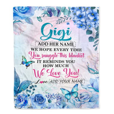 Personalized Gigi Blanket From Grandkids Granddaughter Grandson Floral Print We Love You Gigi Birthday Gifts Mothers Day Christmas Customized Fleece Blanket | siriusteestore