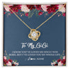 Love Knot Necklace 18K Yellow Gold Finish | Personalized Gigi Necklace From Grandkids Granddaughter Grandson I've Loved You My Whole Life Floral Gigi Birthday Mothers Day Christmas Customized Message Card | siriusteestore
