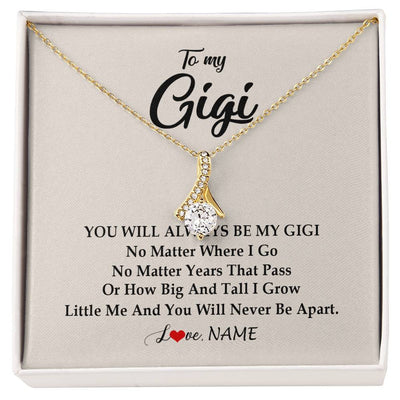 Alluring Beauty Necklace 18K Yellow Gold Finish | Personalized Gigi Necklace From Grandkids Granddaughter Grandson You Will Always Be My Gigi Birthday Mothers Day Christmas Customized Gift Box Message Card | siriusteestore