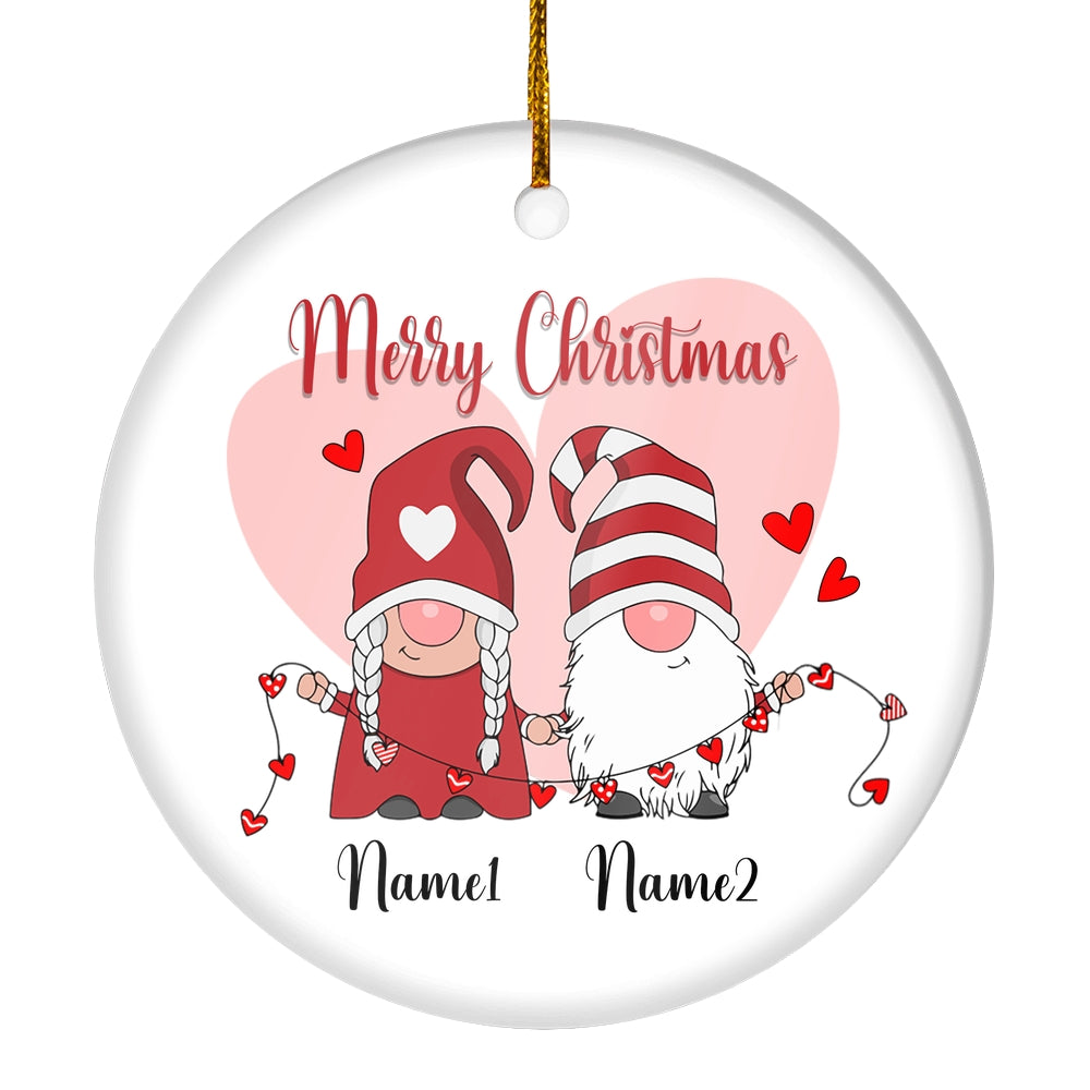 Personalized Gnome Couple Merry Christmas Wedding Our First Christmas Gift Customized Christmas Tree Ornament | siriusteestore