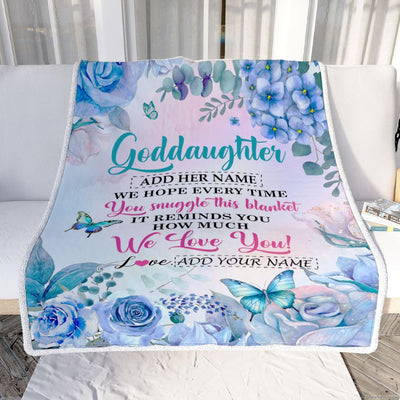 Personalized Goddaughter Blanket From Godmother Aunt Floral Print We Love You Goddaughter Birthday Gifts Graduation Christmas Customized Fleece Blanket | siriusteestore