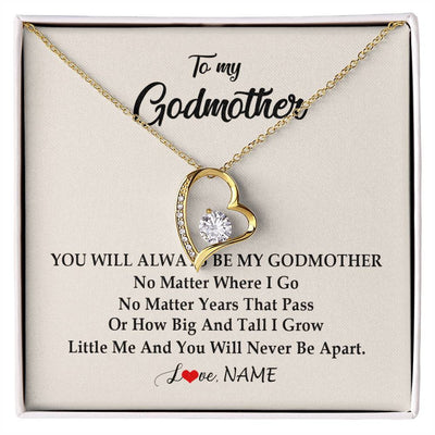 Forever Love Necklace 18K Yellow Gold Finish | Personalized Godmother Necklace From Goddaughter Niece You Will Always Be My Godmother Birthday Mothers Day Christmas Customized Gift Box Message Card | siriusteestore
