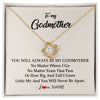 Love Knot Necklace 18K Yellow Gold Finish | Personalized Godmother Necklace From Goddaughter Niece You Will Always Be My Godmother Birthday Mothers Day Christmas Customized Gift Box Message Card | siriusteestore