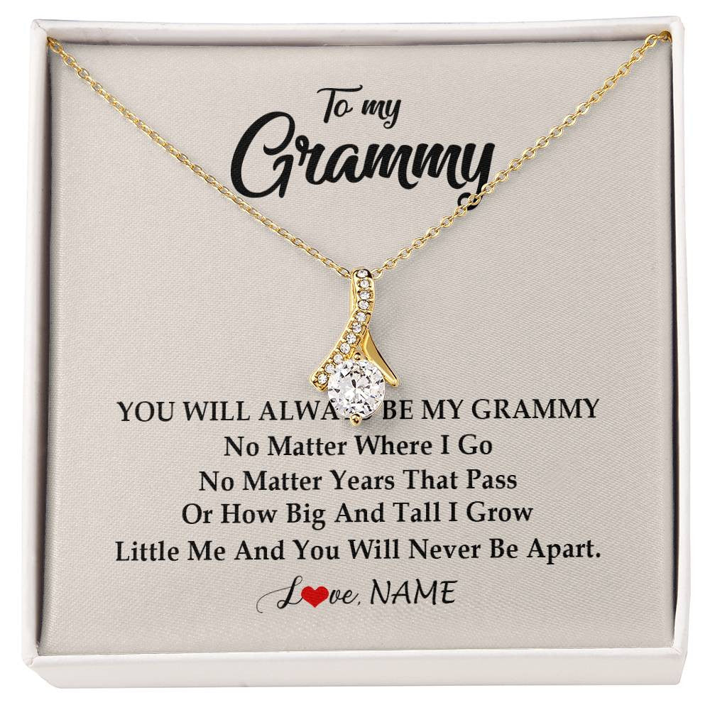 Alluring Beauty Necklace 18K Yellow Gold Finish | Personalized Grammy Necklace From Grandkids Granddaughter Grandson You Will Always Be My Grammy Birthday Mothers Day Christmas Customized Gift Box Message Card | siriusteestore