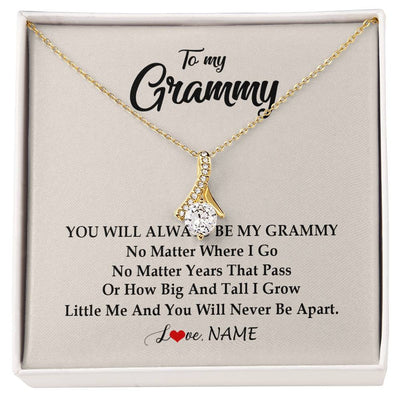 Alluring Beauty Necklace 18K Yellow Gold Finish | Personalized Grammy Necklace From Grandkids Granddaughter Grandson You Will Always Be My Grammy Birthday Mothers Day Christmas Customized Gift Box Message Card | siriusteestore