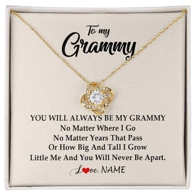 Love Knot Necklace 18K Yellow Gold Finish | Personalized Grammy Necklace From Grandkids Granddaughter Grandson You Will Always Be My Grammy Birthday Mothers Day Christmas Customized Gift Box Message Card | siriusteestore