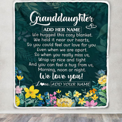 Personalized Granddaughter Blanket From Grandma Floral Green We Love You Granddaughter Birthday Gifts Graduation Christmas Customized Fleece Blanket | siriusteestore