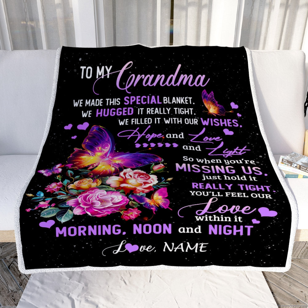 Personalized Grandma Blanket From Grandkids Granddaughter We Made This Special Blanket Flower Grandma Birthday Mothers Day Christmas Customized Fleece Blanket | siriusteestore