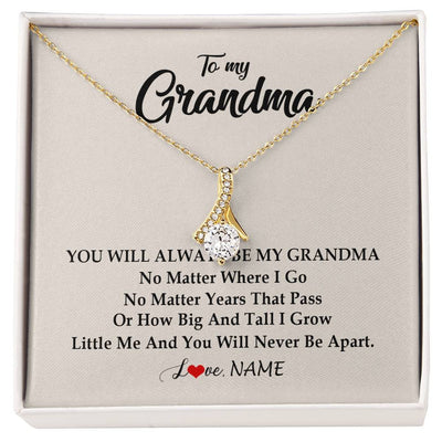 Alluring Beauty Necklace 18K Yellow Gold Finish | Personalized Grandma Necklace From Grandkids Granddaughter Grandson You Will Always Be My Grandma Birthday Mothers Day Christmas Customized Gift Box Message Card | siriusteestore