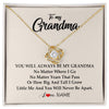 Love Knot Necklace 18K Yellow Gold Finish | Personalized Grandma Necklace From Grandkids Granddaughter Grandson You Will Always Be My Grandma Birthday Mothers Day Christmas Customized Gift Box Message Card | siriusteestore