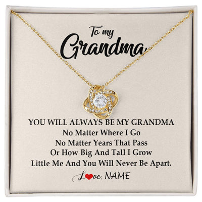 Love Knot Necklace 18K Yellow Gold Finish | Personalized Grandma Necklace From Grandkids Granddaughter Grandson You Will Always Be My Grandma Birthday Mothers Day Christmas Customized Gift Box Message Card | siriusteestore