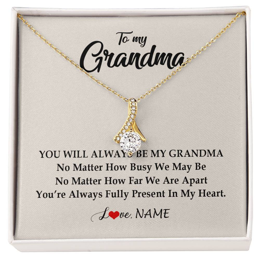 Alluring Beauty Necklace 18K Yellow Gold Finish | Personalized Grandma Necklace From Grandkids Granddaughter Grandson You're Always In My Heart Grandma Birthday Mothers Day Customized Gift Box Message Card | siriusteestore