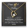 Forever Love Necklace 18K Yellow Gold Finish | 1 | Personalized Happy 11th Birthday Necklace For Her Women Daughter Niece Sister Goddaughter Granddaughter 11 Year Old Birthday Customized Gift Box Message Card | siriusteestore.myshopify