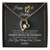 Forever Love Necklace 18K Yellow Gold Finish | 1 | Personalized Happy 12th Birthday Necklace For Her Girls Daughter Niece Sister Goddaughter Granddaughter 12 Year Old Birthday Customized Gift Box Message Card | siriusteestore