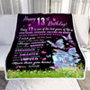 Personalized Happy 13th Birthday Decorations Blanket Butterfly Sweet Thirteen Sweet 13 Gifts For Girls Teen Birthday 13 Year Old Customized Fleece Blanket | siriusteestore
