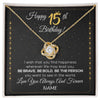 Love Knot Necklace 18K Yellow Gold Finish | 1 | Personalized Happy 15Th Birthday Necklace For Her Girls Daughter Niece Sister Goddaughter Granddaughter 15 Year Old Birthday Customized Gift Box Message Card | siriusteestore
