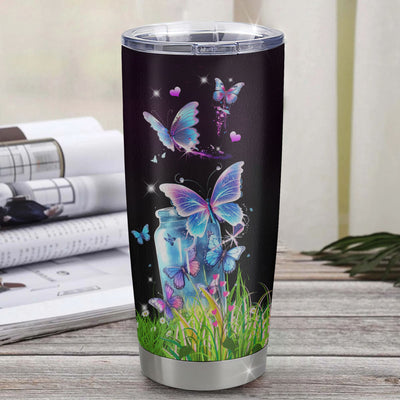 Personalized Happy 15th Birthday Decorations Tumbler Stainless Steel Cup Butterfly Sweet Fifteen Sweet 15 Gifts For Girls Teen Birthday 15 Year Old Travel Mug | siriusteestore