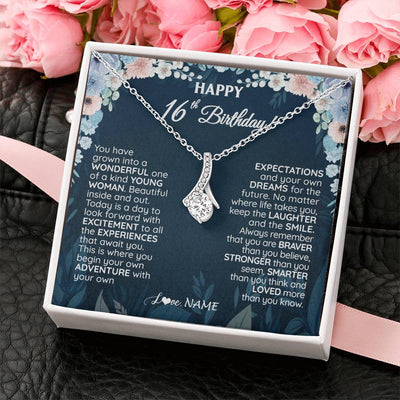 Alluring Beauty Necklace 14K White Gold Finish | 2 | Personalized Happy 16th Birthday Gifts Necklace Sweet Fifteen 16th Year Old Girl Birthday Gift Ideas For Her Daughter Niece Jewelry Gift Box Message Card | siriusteestore