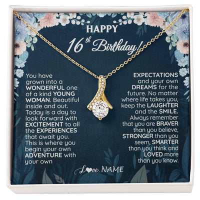 Alluring Beauty Necklace 18K Yellow Gold Finish | 1 | Personalized Happy 16th Birthday Gifts Necklace Sweet Fifteen 16th Year Old Girl Birthday Gift Ideas For Her Daughter Niece Jewelry Gift Box Message Card | siriusteestore