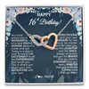 Interlocking Hearts Necklace Stainless Steel & Rose Gold Finish | 1 | Personalized Happy 16th Birthday Gifts Necklace Sweet Fifteen 16th Year Old Girl Birthday Gift Ideas For Her Daughter Niece Jewelry Gift Box Message Card | siriusteestore
