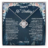 Love Knot Necklace 14K White Gold Finish | 1 | Personalized Happy 16th Birthday Gifts Necklace Sweet Fifteen 16th Year Old Girl Birthday Gift Ideas For Her Daughter Niece Jewelry Gift Box Message Card | siriusteestore