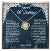 Love Knot Necklace 18K Yellow Gold Finish | 1 | Personalized Happy 16th Birthday Gifts Necklace Sweet Fifteen 16th Year Old Girl Birthday Gift Ideas For Her Daughter Niece Jewelry Gift Box Message Card | siriusteestore