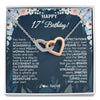 Interlocking Hearts Necklace Stainless Steel & Rose Gold Finish | 1 | Personalized Happy 17th Birthday Gifts Necklace Sweet Fifteen 17th Year Old Girl Birthday Gift Ideas For Her Daughter Niece Jewelry Gift Box Message Card | siriusteestore
