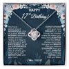 Love Knot Necklace 14K White Gold Finish | 1 | Personalized Happy 17th Birthday Gifts Necklace Sweet Fifteen 17th Year Old Girl Birthday Gift Ideas For Her Daughter Niece Jewelry Gift Box Message Card | siriusteestore