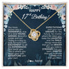 Love Knot Necklace 18K Yellow Gold Finish | 1 | Personalized Happy 17th Birthday Gifts Necklace Sweet Fifteen 17th Year Old Girl Birthday Gift Ideas For Her Daughter Niece Jewelry Gift Box Message Card | siriusteestore