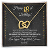 Interlocking Hearts Necklace 18K Yellow Gold Finish | 1 | Personalized Happy 18Th Birthday Necklace For Her Women Daughter Niece Sister Goddaughter Granddaughter 18 Year Old Birthday Customized Gift Box Message Card | siriusteestore.myshopify