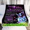 Personalized Happy 18th Birthday Decorations Blanket Butterfly Sweet Eighteen Sweet 18 Gifts For Girls Teen Birthday 18 Year Old Customized Fleece Blanket | siriusteestore