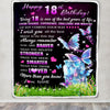 Personalized Happy 18th Birthday Decorations Blanket Butterfly Sweet Eighteen Sweet 18 Gifts For Girls Teen Birthday 18 Year Old Customized Fleece Blanket | siriusteestore